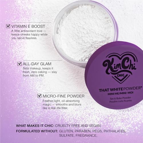 Image of KimChiChic Beauty Mini Me That White Powder Set and Bake Mattifying Setting Powder for Makeup, Soft Natural Face Makeup Helps Minimize the Appearance of Fine Lines, 0.17 oz, White