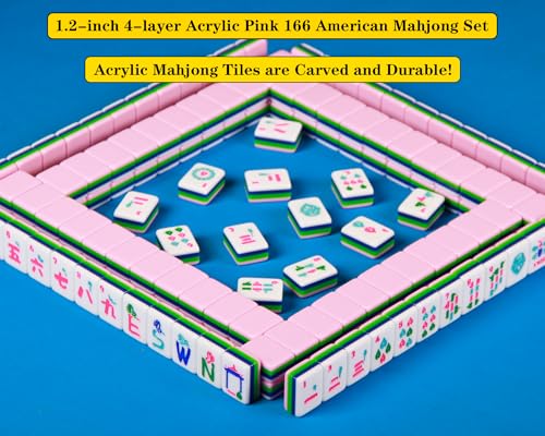 YANMEIYA Pink Acrylic American Mahjong Set 1.2-inch Mahjong Tile Set 166 Acrylic American Mahjong Tiles by YANMEIYA - Image 7