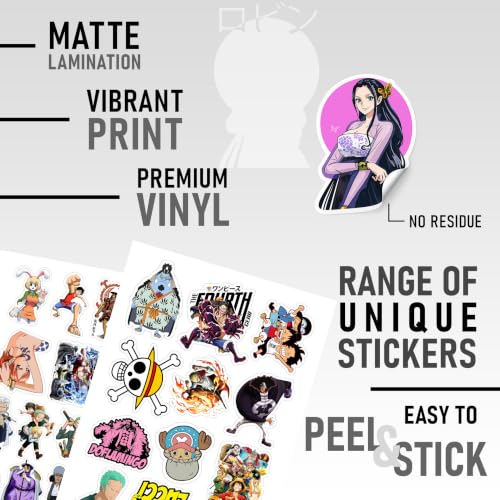Image of CodersParadise 54-Pack Anime Manga Vinyl Sticker (3 Inch)- Waterproof Multicolor Self-Adhesive Decals for Laptop, Journal, Mobile Case, Metal, Glass, Wood & Plastic Surfaces - Residue-Free Sticker Set
