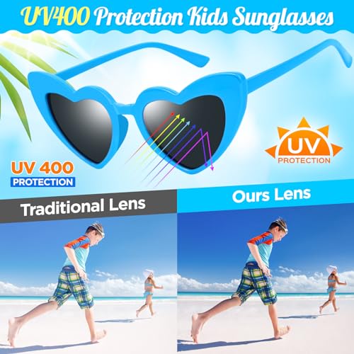 GINMIC Valentines Heart Sunglasses for Kids, 24PACK Trendy Heart Shaped Sunglasses Bulk, Kids Sunglasses Party Favors3