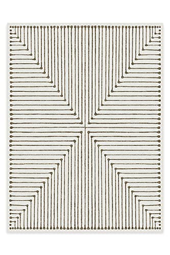 Ruggable X Jonathan Adler Washable Rug - Perfect Modern Area Rug For Living Room Bedroom Kitchen - Child Friendly - Stain & Water Resistant - Inkdrop Camel & Ivory 9'X12' (Standard Pad) #TOP1