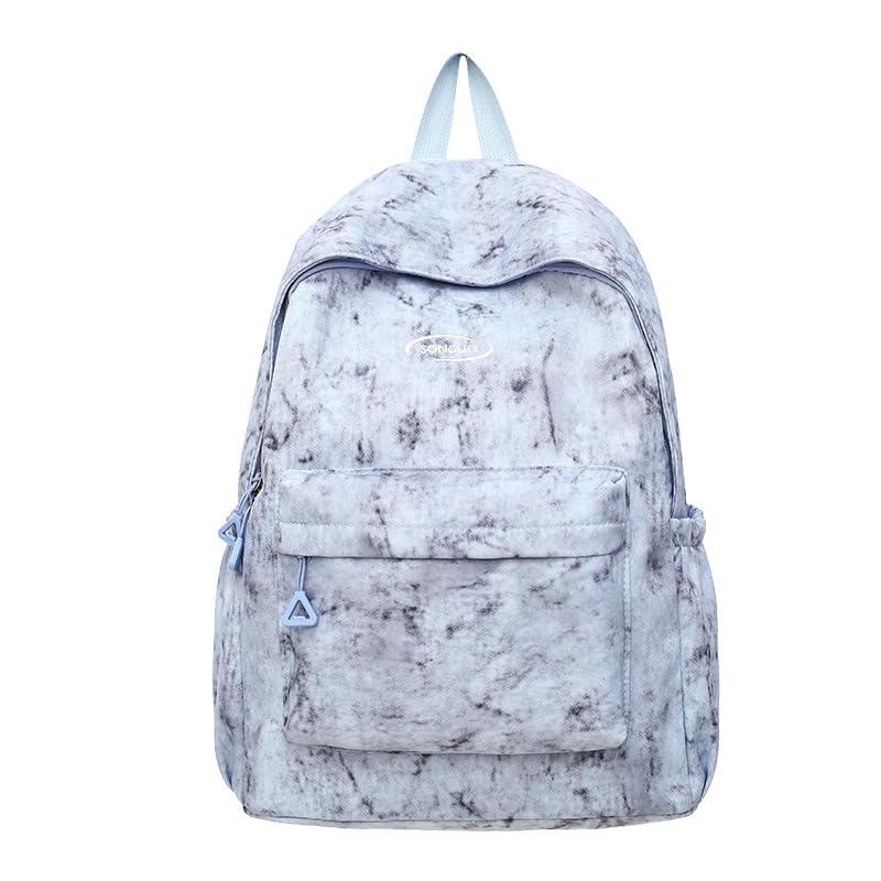 Trendy Nylon Backpack for Women Street Style Letter Print Large Capacity Casual Daypack with Curved Shoulder Straps(Blue)