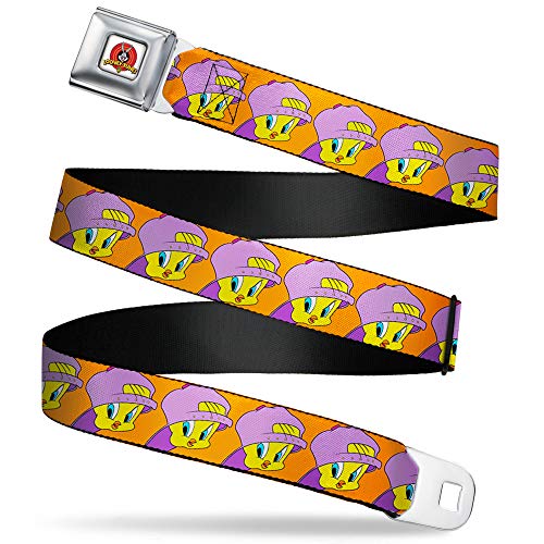 Cinturón de hebilla Buckle-Down Tweety Bird ajustable multicolor y correa ancha de 1.5 pulgadas