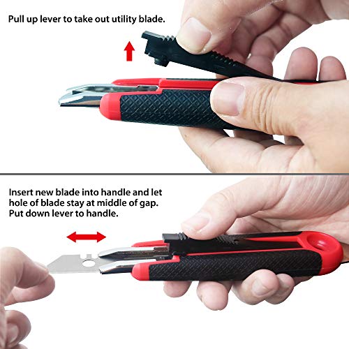 XW Self Retracting Safety Utility Knife, Auto Retractable Box Cutter of Assorted Colors, Extra 10 Blades Included, 3-Pack by XW - Image 2