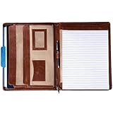 Alpine Swiss Genuine Leather Writing Pad Portfolio Business Case for Left & Right Handed Use with Tablet Sleeve Brown
