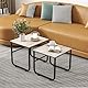 FOUBAM Couchtisch Industrial Style 2er Set Satztische Beistelltisch Sofatisch Kaffeetisch, verschachtelte Beistelltische aus Metall und Holz,für kleine Räume,Vintage Sofa Tisches, Schwarz und Natur
