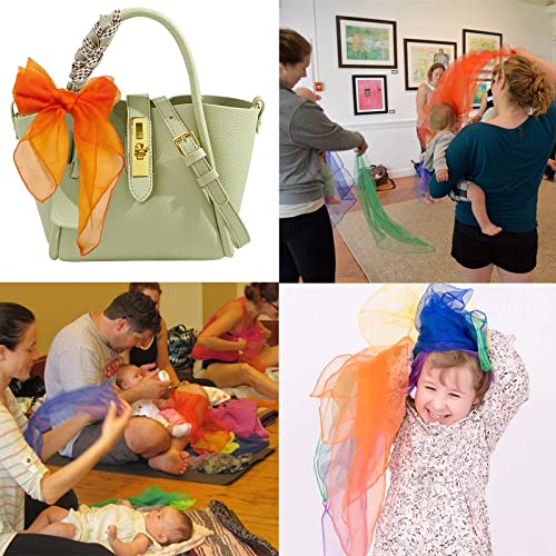 Lolakee Dance Scarves For Kids Play 12 Pcs Upgraded Play Scarves For Babies Toddlers Children Movement Square Juggling Silk Music Dancing Scarf Rhythm Band Scarves Pro (6 Colors,24" X 24") #TOP6