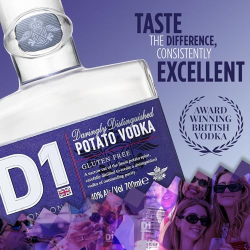D1 London Spirits Vodka 70cl 40% ABV – World Awards 2025 Gold Winner – Bester Britischer Varietät – Sanfter, Cremiger Premium Vodka – Perfektes Wodka Geschenk für Männer & Frauen