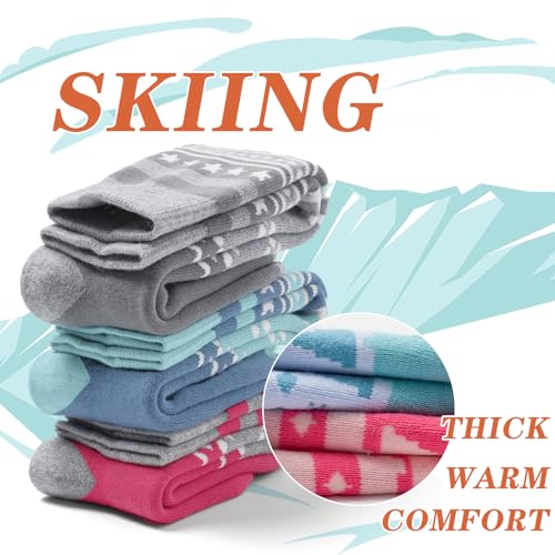 Ski Socks Kids Boys Winter Warm Snowboarding Socks for Boys Girls Thick Thermal Skating Socks 3 Pack2