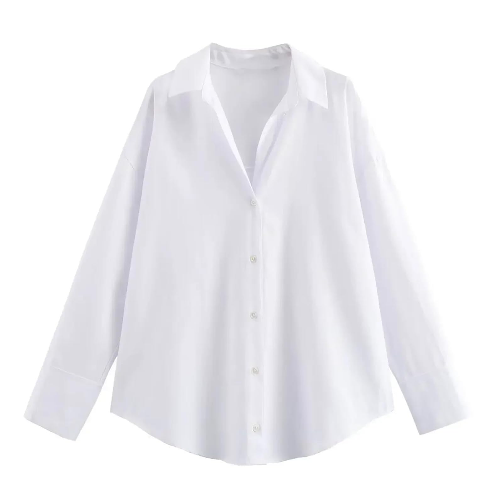 Genérico Camisa Oxford de Manga Larga con Botones para Mujer, de Botonadura Sencilla, de Corte Recto y Abertura Completa, para Oficina (Raya Grande)