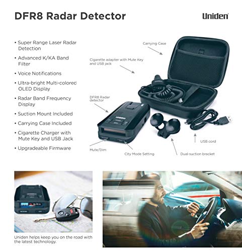 Uniden Dfr8 Super Long Range Laser And Radar Detection, Advanced K/Ka Band Filter, Voice Notifications, Ultra-Bright Multi-Colored Oled Display #TOP1