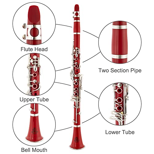 Yasisid Bb Clarinet Woodwind Band & Orchestra Musical Instruments For Student Beginners With Hard Case Bag, Gloves, Cleaning Cloth, Stand, Mouthpiece #TOP4