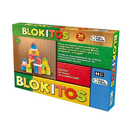 Brinquedo para Montar Blokitos de Madeira 26 Peças Pais e Filhos