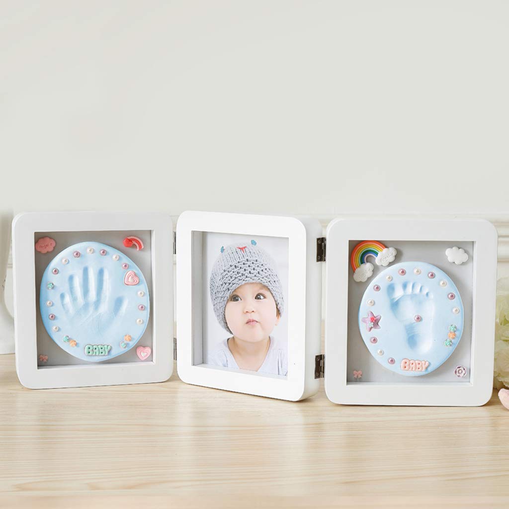 HYLR Baby Print Frame Kit Impronte Mani Impronta Bambino Cornice di Legno Bambino Keepsake Regalo，Crea Il Tuo ricordo con Il Set Impronte Bimbi, Il Regalo Bimbo Perfetto