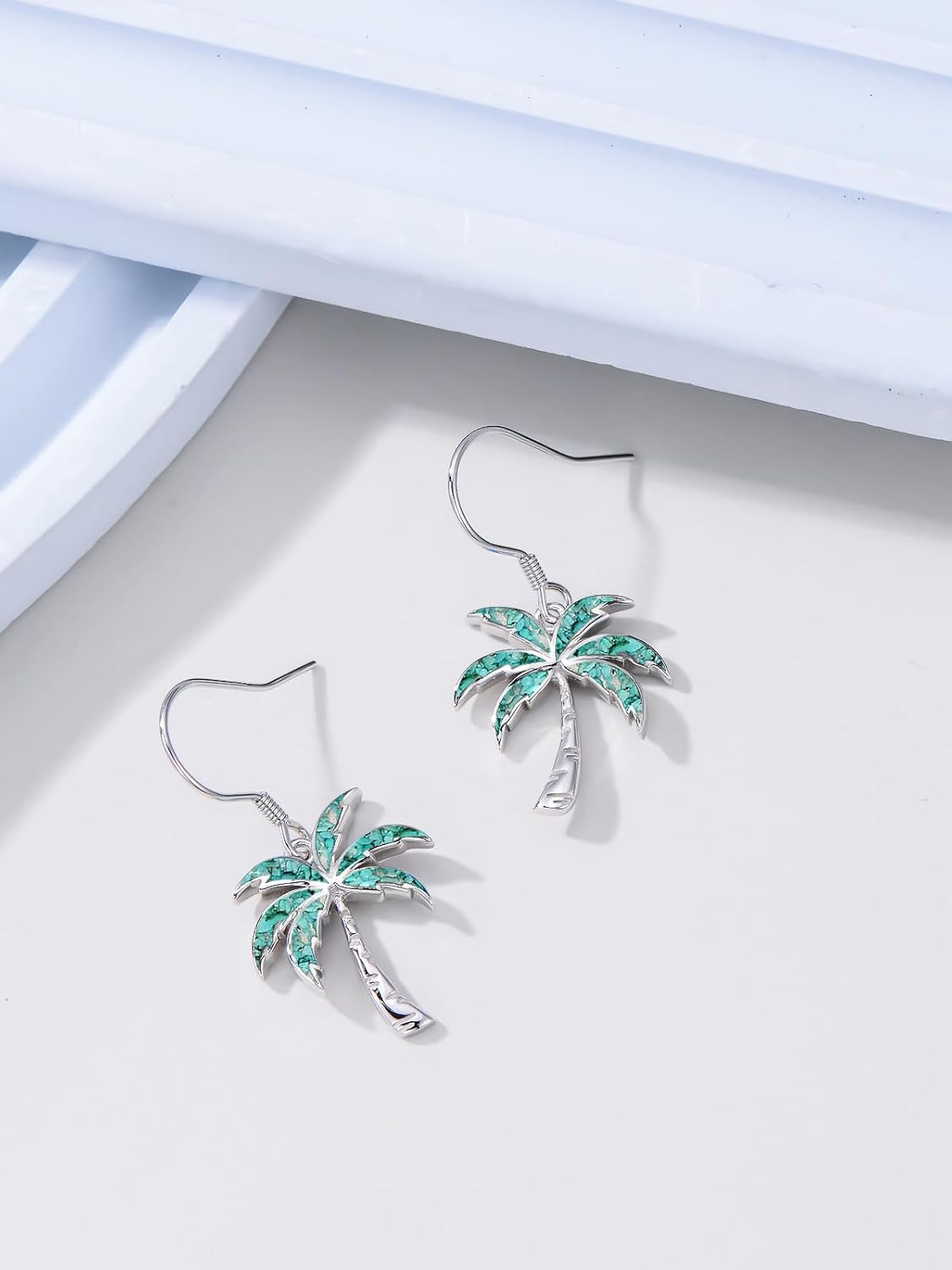 Ocean Earrings 925 Sterling Silver Opal/Turquoise Sea Animal Dangle Drop Earrings Beach Themed Jewelry Gifts for Women Mom Her