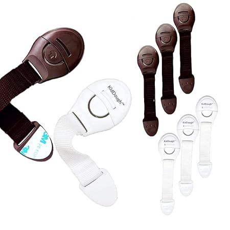 KidDough Furniture Safety Locks for Kids (4 Brown + 4 White Locks)