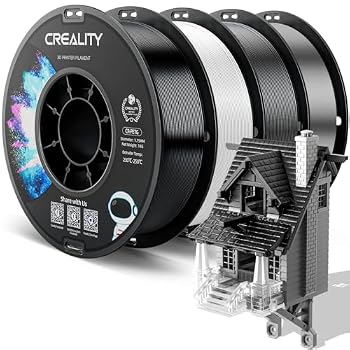 CREALITY PETG Filament 1.75mm 3D Printer Filament Bundle, 4kg (8.8lb) Neatly Wound Spool, Dimensional Accuracy ±0.03mm, 2026 Latest Batch, Fit for Most FDM 3D Printers, Black+White+Grey+Clear