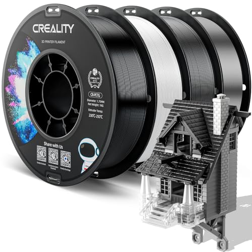 Image of CREALITY PETG Filament 1.75mm 3D Printer Filament Bundle, 4kg (8.8lb) Neatly Wound Spool, Dimensional Accuracy ±0.03mm, 2026 Batch, Fit for Most FDM 3D Printers, Black+White+Grey+Clear