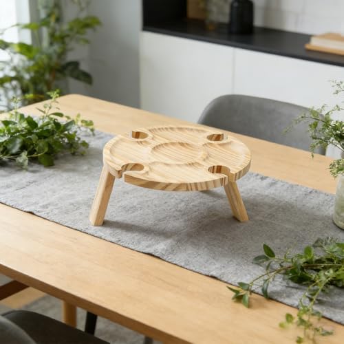 FAGOBI Folding Wine Table Portable Outdoor Picnic Table Wine Glass