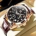 OLEVS Men's Leather Watch,Big Face Chronograph Watch for Men Casual Watches Fashion Easy to Read Mens Analog Watches,Dress Men's Waterproof Luminous Date with Arabic Numeral Relojes para Hombres