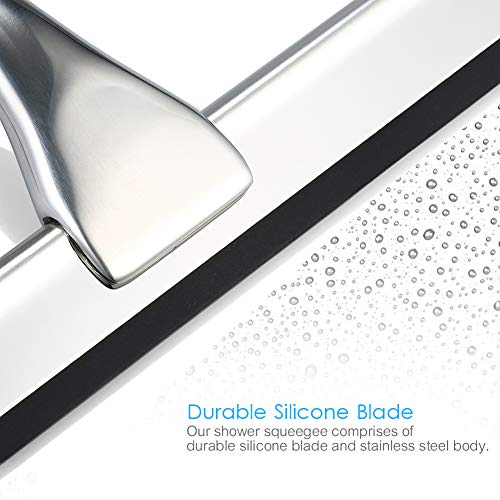 Homdsim Shower Squeegees Stainless Steel Glass/Window/Mirror Squeegee Water Vapor Removal All-Purpose Squeegee With Suction Cup Hook Holder #TOP3