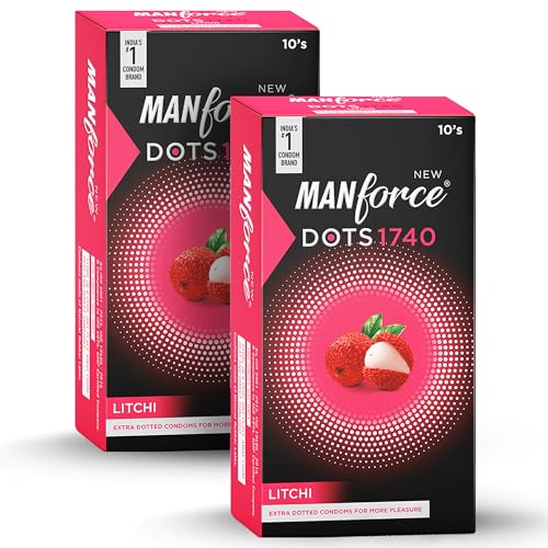 Image of Manforce Litchi Flavoured Extra Dotted Condoms for Men | 20 pcs | Lubricated Latex Condoms For Her Enhanced Pleasure | India's No. 1* Condom Brand for Safe Sex