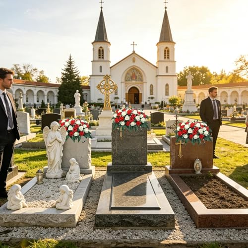 Tombstone Flower Saddle - UV-Resistant Artificial Rose Outdoor Grave Decor | Gravestone Saddle Arrangements - for Mother's Day Father's Day Outdoor Display image 4