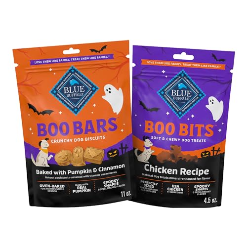 Blue Boo Bars Crunchy Dog Biscuits & Blue Boo Bits Soft & Chewy Dog Treats Amazon Exclusive Bundle