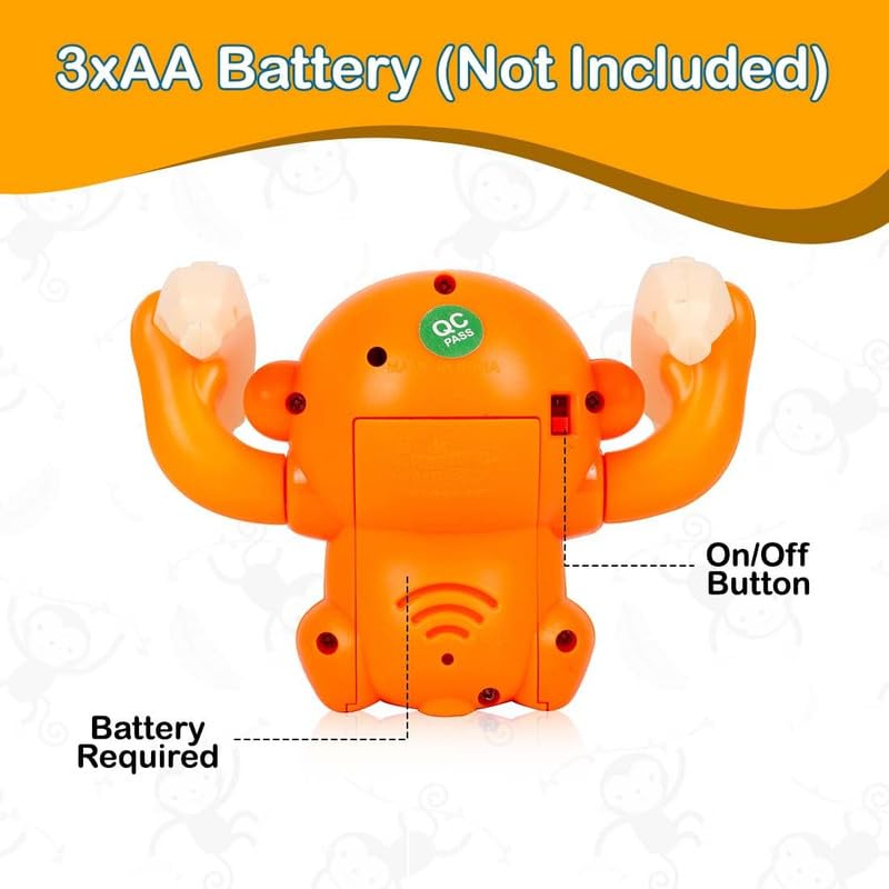 Kidoyz Battery Operated Voice Control Monkey Toy with Musical, Dancing, Spinning, Rolling and Sensor Feature | Fun Activity Toy for Kids, Boys & Girls, 3xAAA Battery (Not Included) - Random Color 1