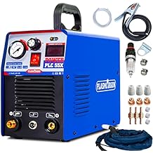 Plasma Cutter PLC55, 55Amp Cutting Equipment Dual Voltage 110V 220V, DC Inverter Portable Machine 1/2 Inch Clean Cut Intelligent Digital Display Cost-effective basic cutting