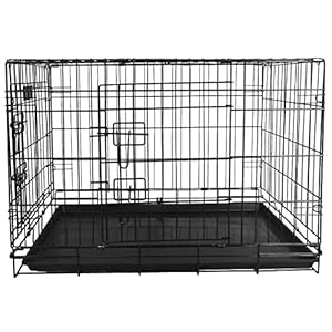 Foldable double door dog crate with leak proof track 24 inch   cucciolini doodles