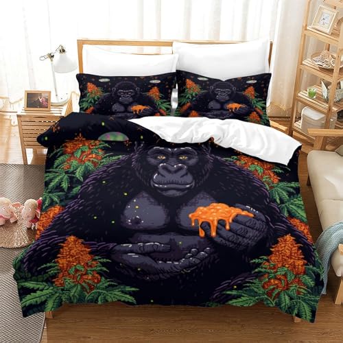 Housse de couette gorille fermeture éclair parure de lit microfibre sans repassage - 2
