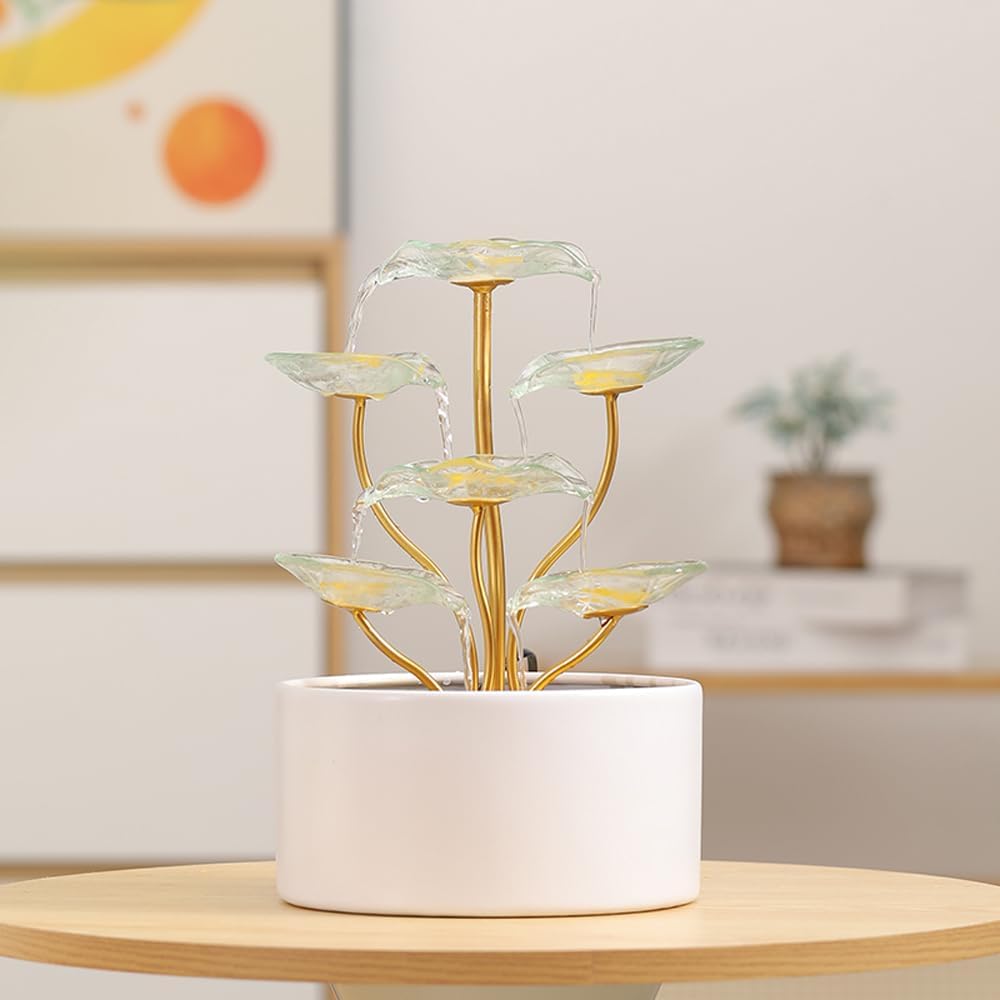 Tabletop Fountain Water Feature Indoor and Outdoor Home and Garden Decoration (Leaf Fountain 1)
