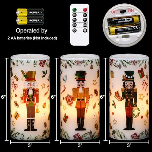 Image of Christmas Nutcracker Flameless Pillar Candles with Remote Timer