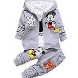 3 PCS New Kids Girls Boys Clothing Sets Autumn Hooded Coat+T-Shirt+Pants Baby Cotton Tracksuits (Gre