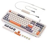ROYALAXE X ProtoArc L98 Wireless Mechanical Keyboard with 1.14” TFT LCD, Hot-swappable RGB Keyboard w/Gateron G Yellow Pro Switches, Bluetooth/2.4G/Wired, Gasket Structure, PBT Keycaps, Pebble White