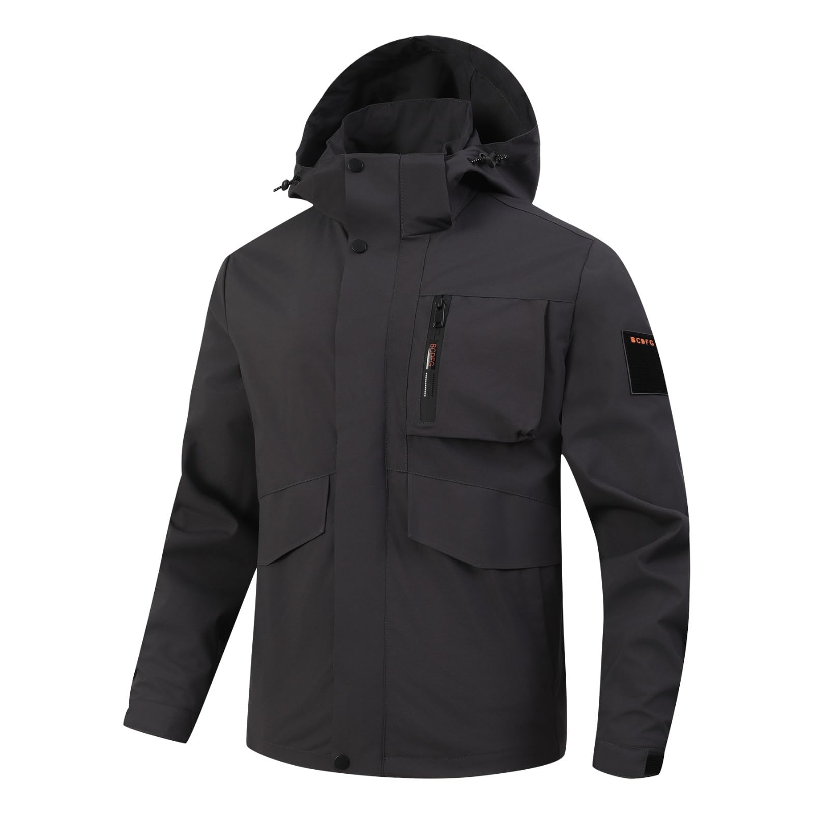Generisch Chubasquero para hombre, monocolor, chaqueta con capucha, impermeable, chaqueta de entretiempo, chaqueta de ciclismo, chaqueta de lluvia, chaqueta de senderismo, chaqueta funcional para