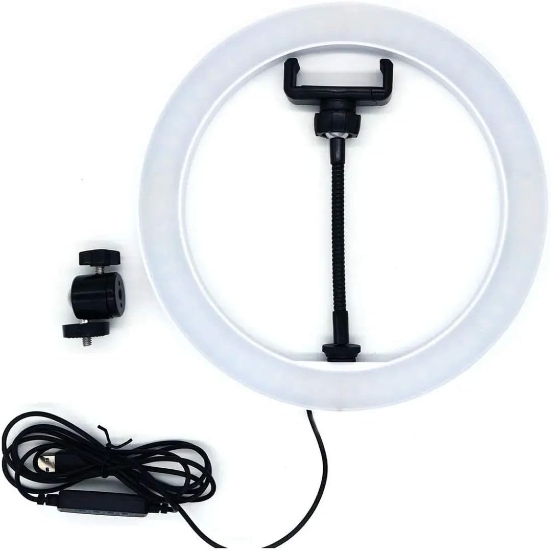 Anel Iluminador LED Flexivel Ring Light Tripe 20cm com Suporte Celular Universal Selfie Youtuber Gravação Fotos Makes