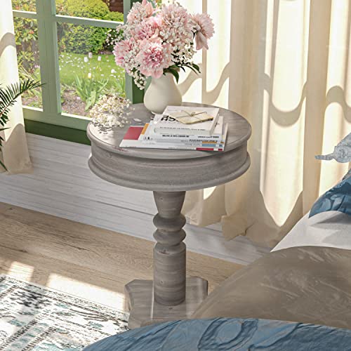 Sunbury Farmhouse End Table Side Table Set Of 2, 18" Round Wood Side Table Living Room, Lightweight Mdf Accent End Table,Light Gray Bed Side Table Nightstand For Home, Bedroom, Dinning #TOP3