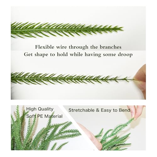 12FT Christmas Garlands Norfolk Pine Garland Real Touch Artificial Faux Greenery Garland for Holiday Indoor Outdoor Decor