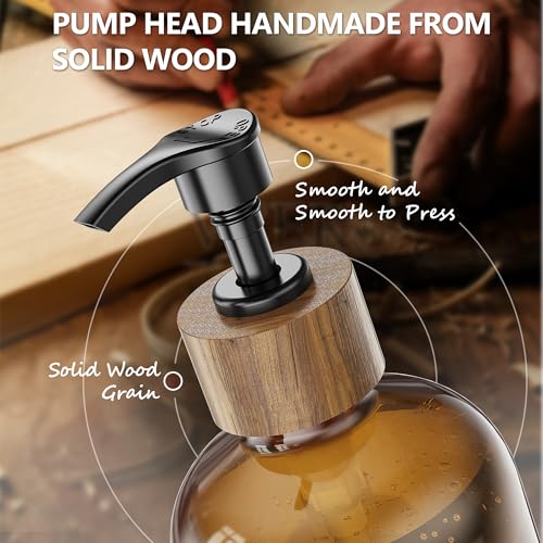 Cisily Kitchen Dish Soap Dispenser Set with 2 Pack 16.9oz Amber Glass Bottle and Sponge Holder, Dish Soap Dispensers with Adjustable Sponge Holder, Vintage Hand and Dish Soap Dispensers Set - Image 6