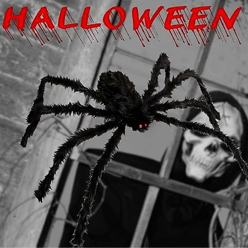 Aranha Peluciada Gigante Halloween 75cm Decoração Halloween Festa Tematica Animafest