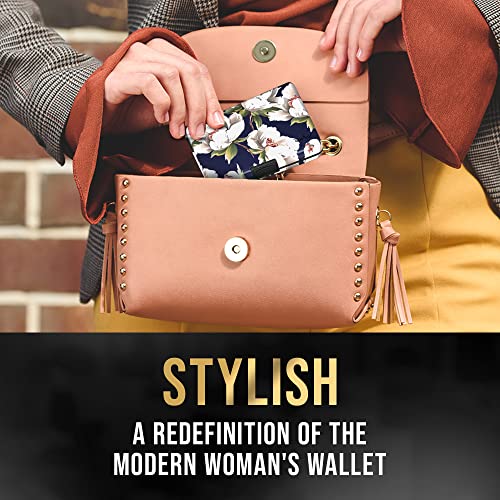 Image of TopMost RFID-Blocking Aluminum Wallet Credit Cards Holder for men & women - Slots for 12 Cards And Bills, Peony Flowers, 11*7.5*2cm, Card and Bills Holder