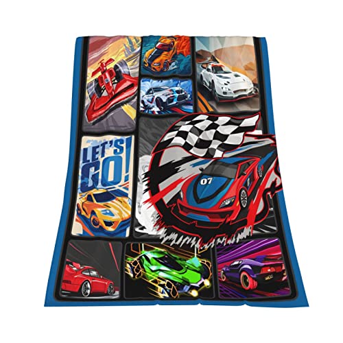 Race Car Throw Blanket Gifts For Boys Men Extreme Sports Car Blanket Cool Car Plush Blanket Soft Warm Flannel Blankets For Sofa Couch Bed Office All Season 50"X60" #TOP3