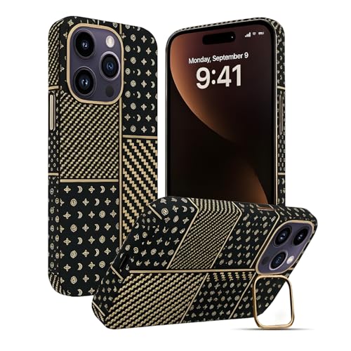 Image of AIBEX Aramid Fiber Mag-Saf Case Compatible for iPhone 14 Pro Max | Slim Protective Back Cover with Built-in Magnets | Wireless Charging Support | Camera Ring Stand | Shockproof with Air Guard Corners