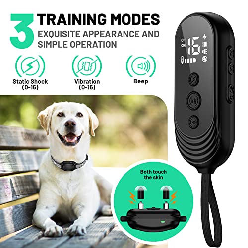 Dog Training Collar - Electronic Dog Remote Trainer - Waterproof Rechargeable Security Lock Shock Collar With Beep, Vibration, Static Shock Modes #TOP2