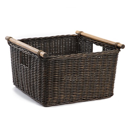 The Basket Lady Deep Pole Handle Wicker Storage...