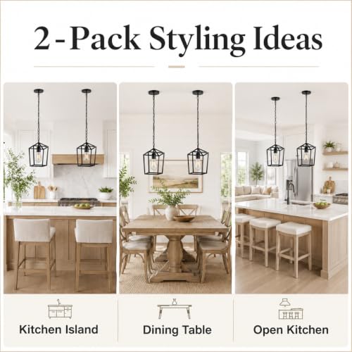 Image of Phaosio Black Pendant Lights Kitchen Island, Modern Farmhouse Light Fixture