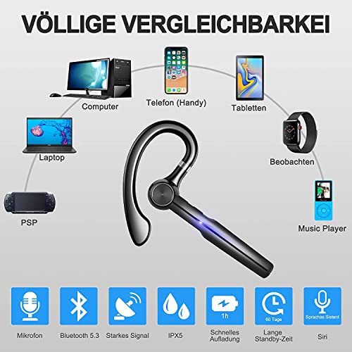 Ceppekyy Bluetooth Headset für Büro mit Mikrofon und Ladekoffer