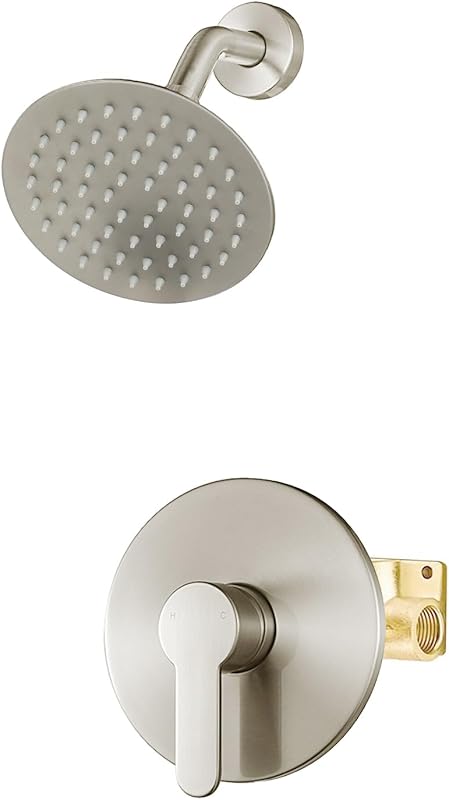 Shower Faucet Set Brushed Nickel, Shower Valve Kit with 6 Inch Showerhead